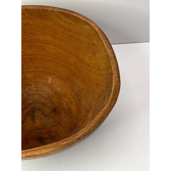 Large Winsome Teak Wood Salad Bowl Hand Painted - Picture 5 of 10